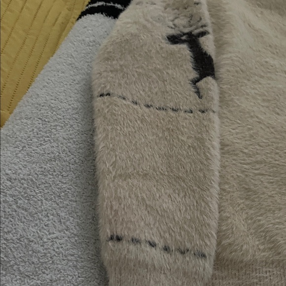 Kids Cream Crewneck Sweater with Reindeer Design - Picture 7 of 7